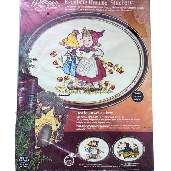 Vintage Paragon Needlecraft Hummel Kit (1976) Crewel Stitchery Kit - Picture 3 of 12